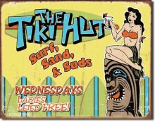 Retro The Tiki Hut Metal Sign
