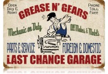 Vintage-Retro Grease Gears Garage Metal-Tin Sign