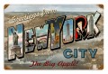 Retro New York Postcard Tin Sign 18 x 12  Inches