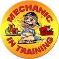Vintage-Retro Mechanic in Training Round Metal-Tin Sign