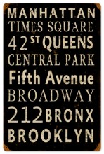 Vintage New York Streets Tin Sign