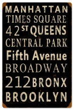 Vintage-Retro New York Streets Tin-Metal Sign