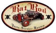 Vintage-Retro Rat Rod Oval Metal-Tin Sign