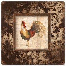 Vintage-Retro Rooster Square Metal-Tin Sign