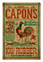 Retro Be Safe Use Capons Tin Sign