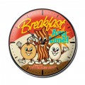 Retro Breakfast Anytime Metal  Wall Clock  14 x 14 Inches