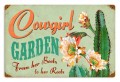 Vintage-Retro Cowgirl Garden Tin-Metal Sign