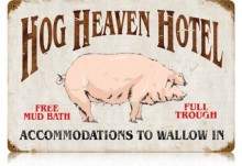 Vintage-Retro Hog Heaven Metal-Tin Sign LARGE