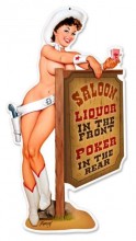 Vintage-Retro Cowgirl Saloon Custom Shape Metal-Tin Sign