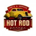 Retro Hot Rod Parts and Service Tin Sign 17 x 16 Inches