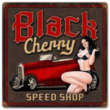 Vintage-Retro Black Cherry Metal-Tin Sign