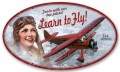 Vintage-Retro Learn to Fly Oval Metal-Tin Sign