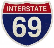 Retro Tin Sign Interstate 69 16 x 16 Inches