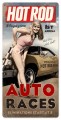 Retro Auto Races Tin Sign 12 x 24  Inches
