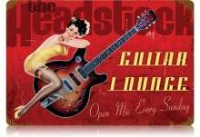 Vintage-Retro Guitar Lounge Metal-Tin Sign