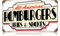 Vintage-Retro All American Hamburgers Metal-Tin Sign