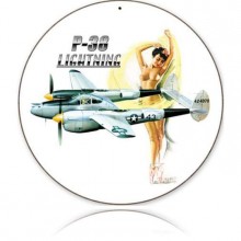 Vintage-Retro Lightning Nude Round Metal-Tin Sign