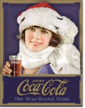 Vintage COKE - Winter Girl Tin Sign