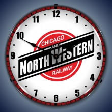 Vintage-Retro  Chicago North Western Railroad Lighted Wall Clock