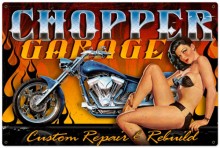 Vintage-Retro Chopper Garage Metal-Tin Sign LARGE