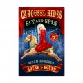 Retro Round and Round Carousel Rides Tin Sign 24 x 36 Inches
