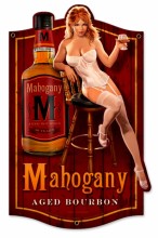 Retro Mahogany Bourbon Tin Sign 12 x 19  Inches