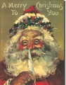 Retro Santa with Quill Metal Sign