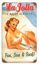 Vintage-Retro La Jolla Pinup Metal-Tin Sign