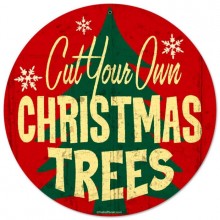 Vintage-Retro Christmas Trees Metal-Tin Sign