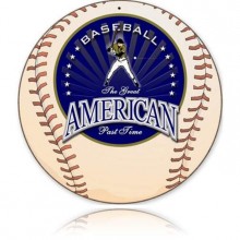 Vintage-Retro American Baseball Round Metal-Tin Sign