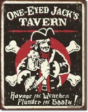 Retro One-Eyed Jack's Tavern Tin Sign