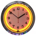 Retro CHROME ORANGE STANDARD NEON CLOCK 15 x 15 Inches