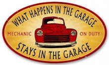Vintage-Retro Stays in the Garage Oval Metal-Tin Sign