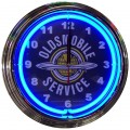 Retro GM OLDSMOBILE SERVICE NEON CLOCK 15 x 15 Inches