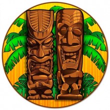 Vintage-Retro Tikis Round Round Metal-Tin Sign