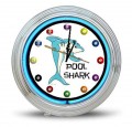Retro Pool Shark Neon Clock
