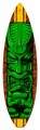 Vintage-Retro Green Tiki Surfboard Metal-Tin Sign