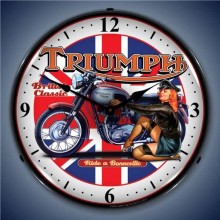 Vintage-Retro  Triumph Bike Lighted Wall Clock