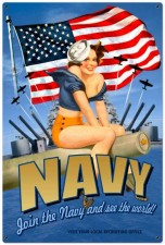 Vintage-Retro Navy Pinup Metal-Tin Sign