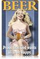 Vintage-Retro Beer Pin-up Metal-Tin Sign LARGE