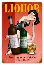 Vintage-Retro Liquor Pin-up Metal-Tin Sign