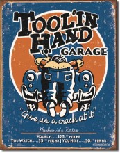 Vintage Tool'in Hand Garage Metal Sign