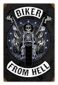 Retro Biker From Hell Metal Sign
