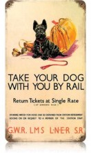 Vintage-Retro Dog by Rail Metal-Tin Sign