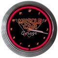 Retro MUSCLE CAR GARAGE NEON CLOCK 15 x 15 Inches
