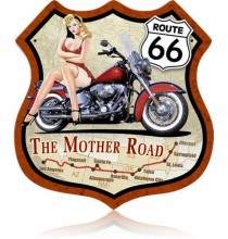 Vintage-Retro Route 66  Pinup Bike Shield Metal-Tin Sign