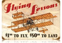 Vintage-Retro Flying Lessons Metal-Tin Sign