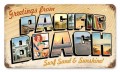 Vintage-Retro Pacific Beach Postcard Metal-Tin Sign