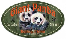 Vintage-Retro Giant Panda Oval Metal-Tin Sign