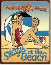 Retro Beach - What Happens Tin Sign